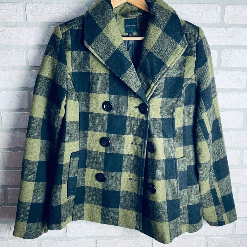 NWOT Rampage Buffalo Plaid Peacoat